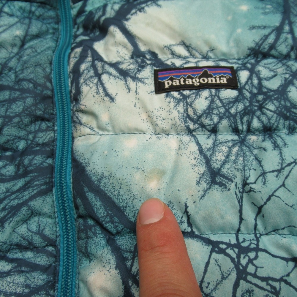 Patagonia Down Sweater Down‎ Jacket Girls XL 14 Teal Tree Print Puffer Warm READ - Picture 6 of 16